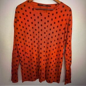 Kenzie Woman Red W/Small Black Squares Long Sleeve Pullover Top Size M